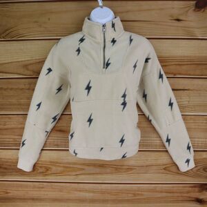 Pink Rose 1/4‎ Zip Pullover Fleece Jacket Womens Size S Beige Lightning Pockets